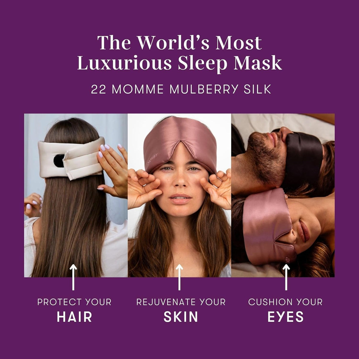 DROWSY Silk Sleep Mask. Face-Hugging, Padded Silk Cocoon for Luxury Sleep in Total Darkness.