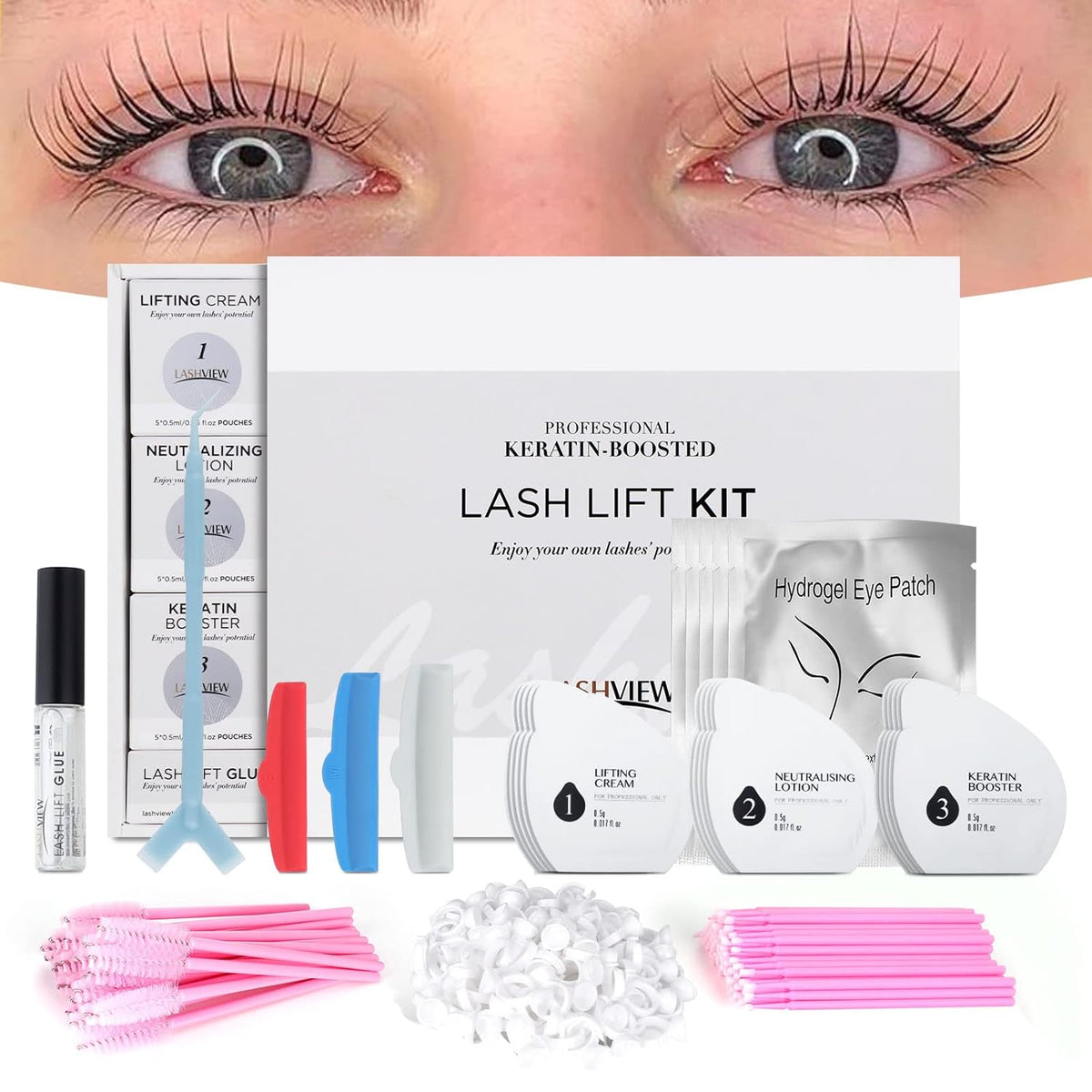 LASHVIEW Lash Lift Kit,Professional Eyelash Perm Kit,Liquid Set,Semi-Permanent,Curling Perming,Wave