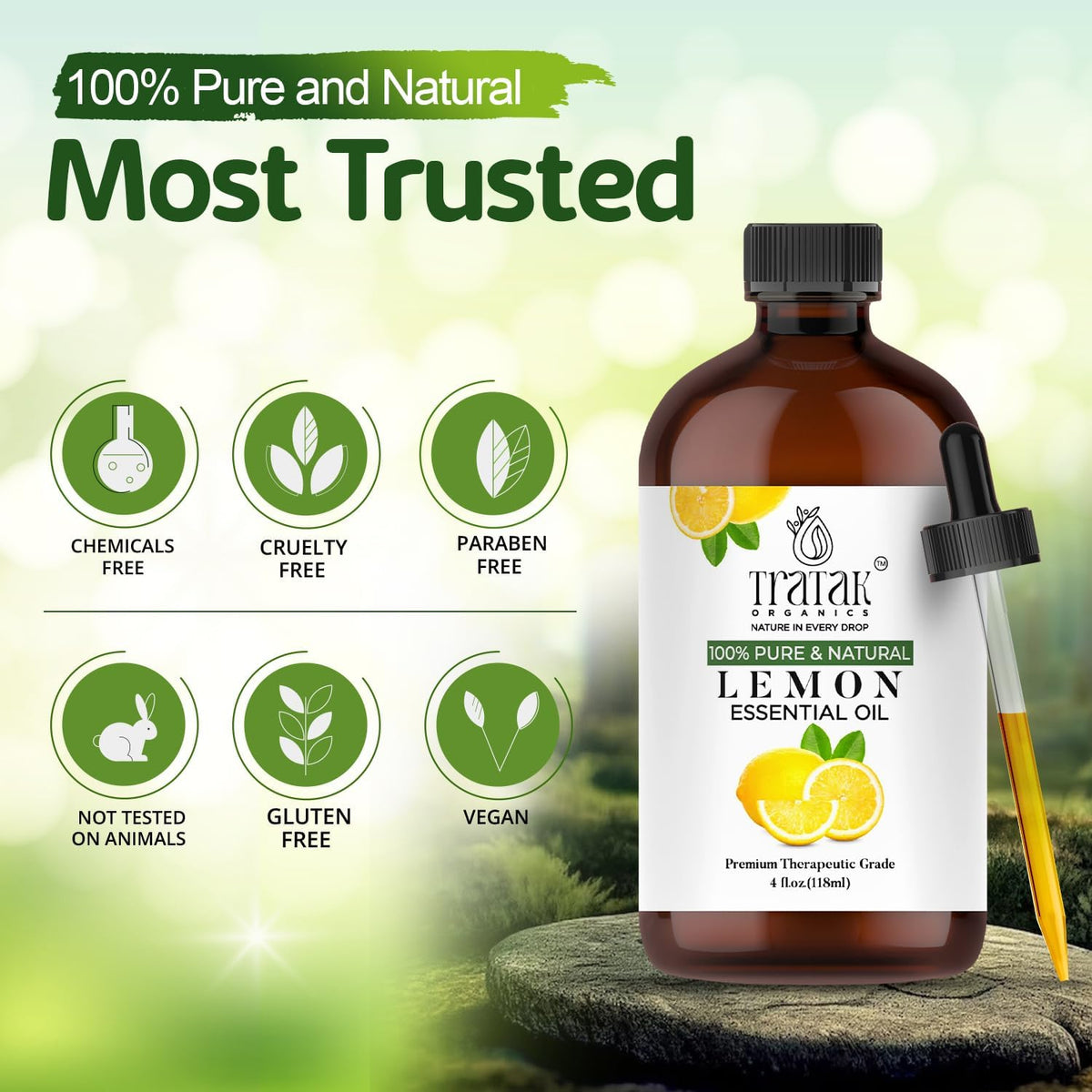 Lemon Essential Oil, 100% Pure & Natural with Glass Droppers | Undiluted Essential Oils for