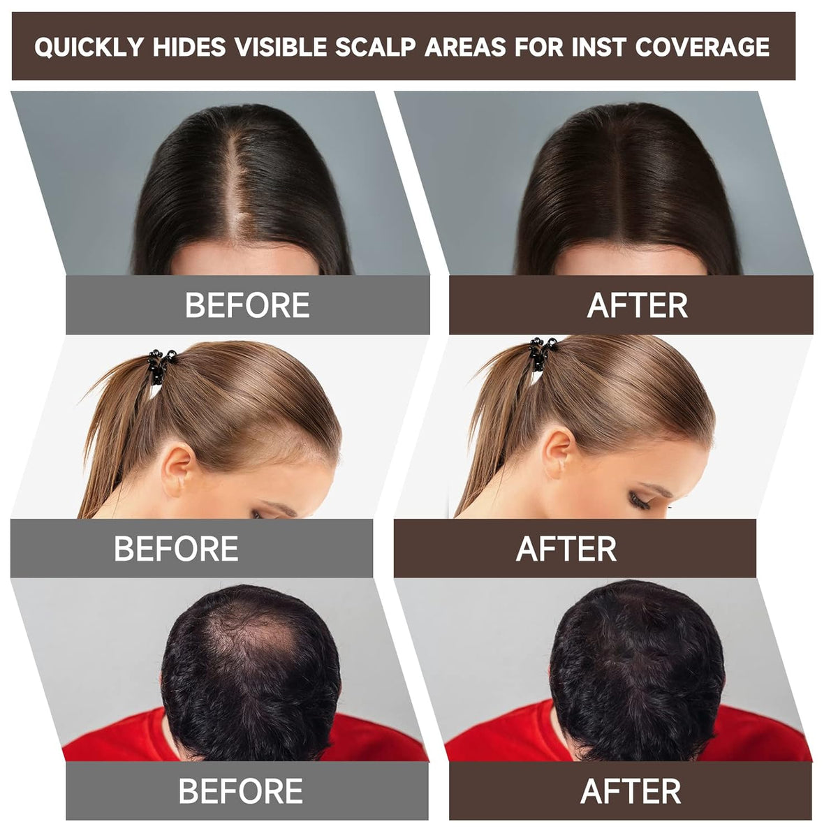 2 Pack Root Touch Up and Gray Coverage Powder for Hair, Beard, Eyebrow, and Thinning Hairline