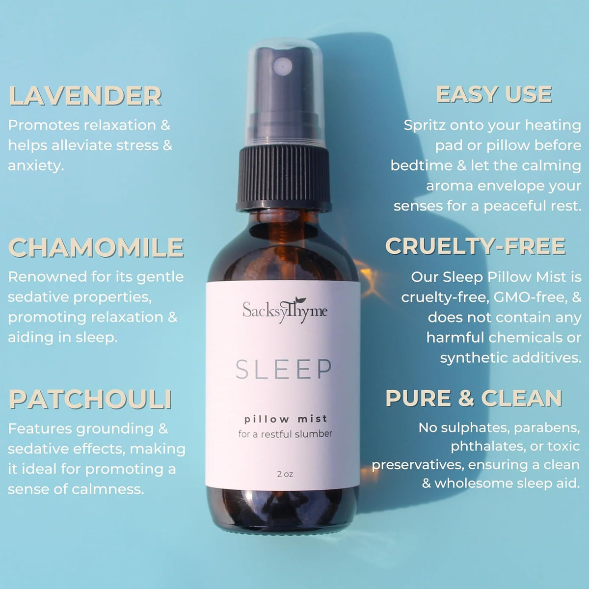 Sleep Pillow Spray - Calming Aromatherapy Bedroom Spray, Soothing Linen Pillow Mist, Plant Based
