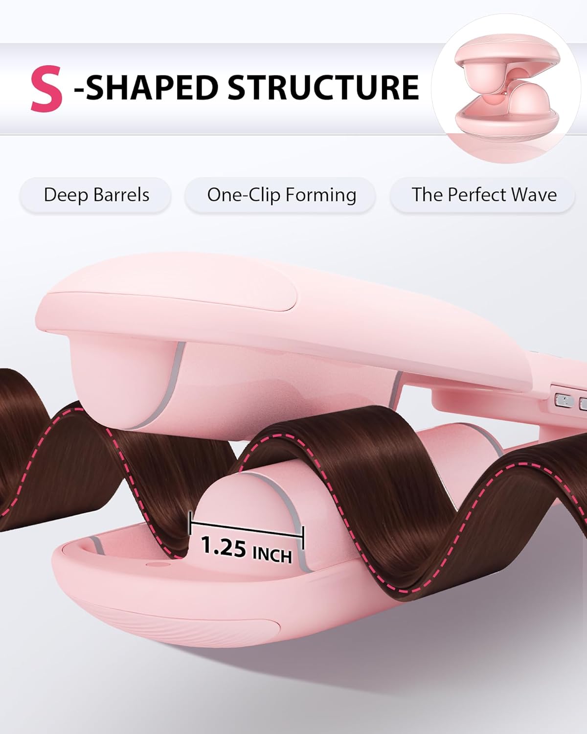 NOVUS Waver Curling Iron, Beach Waves Curling Wand, Ionic Hair Waver with Anti-Scald Hair Crimper