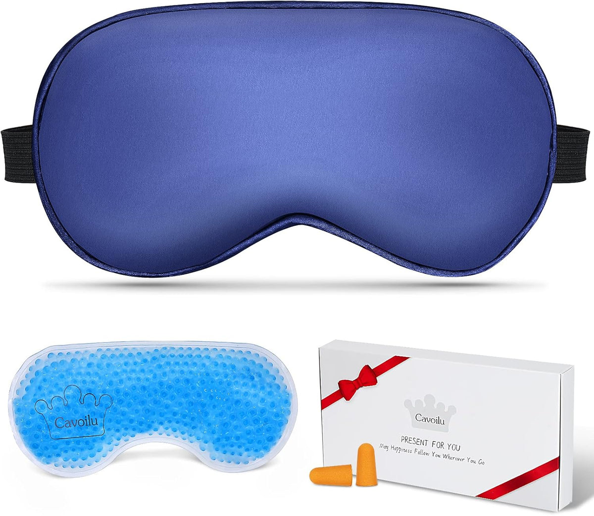 Cooling Sleep Mask w/Gel Eye Mask, Silk Eye Mask for Sleeping, Heated Eye Masks, Blindfold Eye