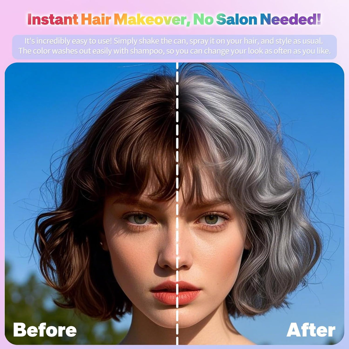 Gray Hair Spray,Hair Color Spray Dye,Grey Temporary Hair Color Spray for Kids Women Men,Sliver Gray