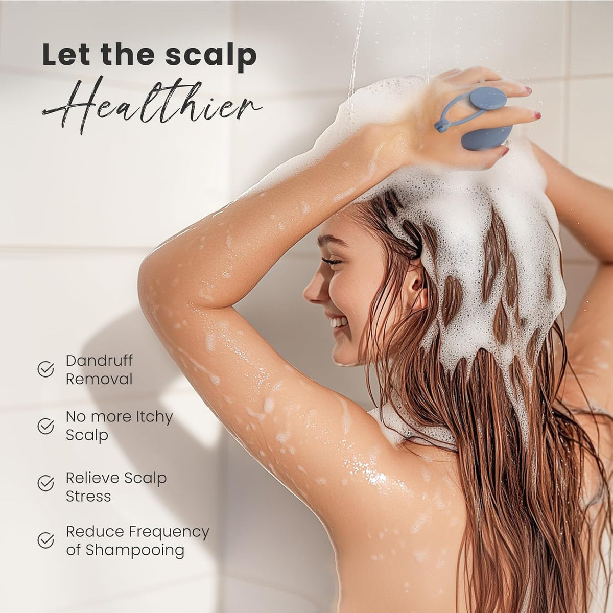 AIMIKE Scalp Massager Shampoo Brush, Soft Silicone Hair Scrubber for Washing Hair, Dandruff Removal