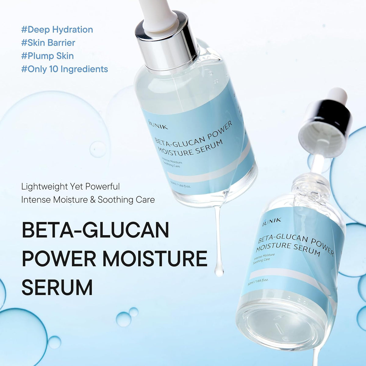 IUNIK Beta-Glucan Power Deep Moisture Vegan Serum Intense Hydration Mushroom Yeast Extracts