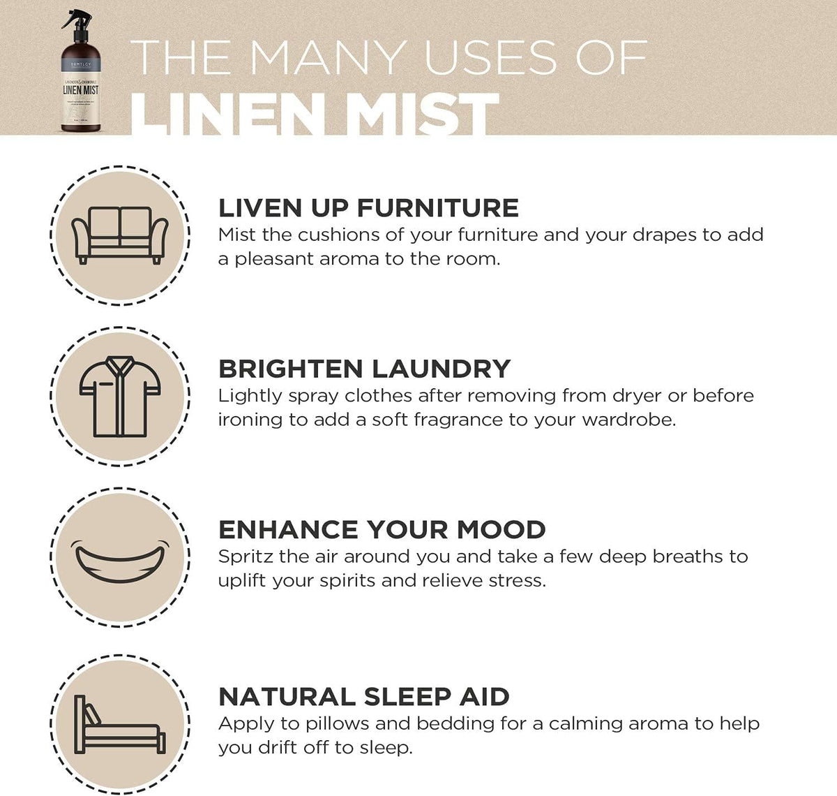 DRMTLGY Natural Green Tea Linen and Room Spray. Pure Essential Oils for a Pillow Spray, Linen Mist