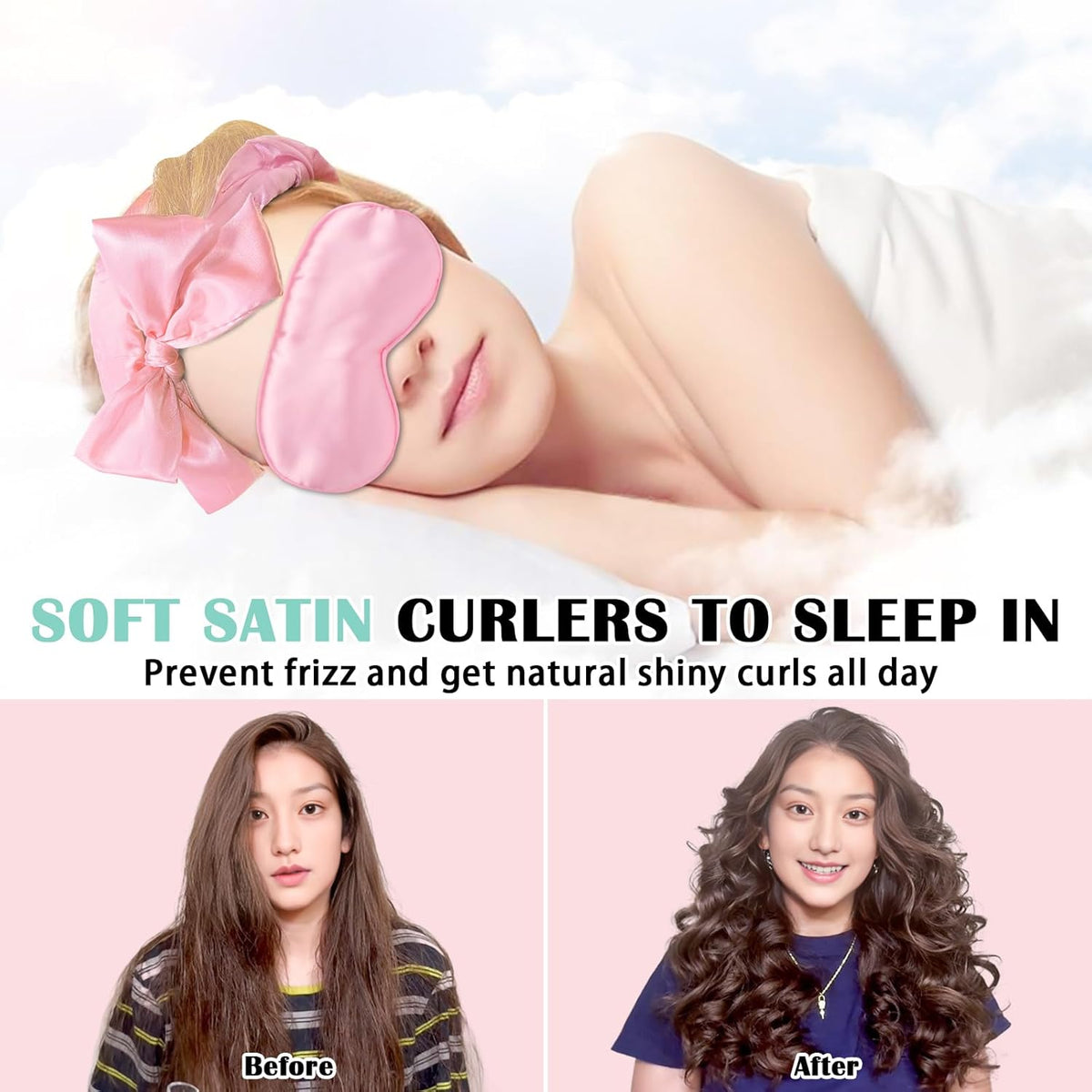 Satin Heatless Curls Overnight Hair Curlers to Sleep In Hair Curler Rollers No Heat Hair Wrap for