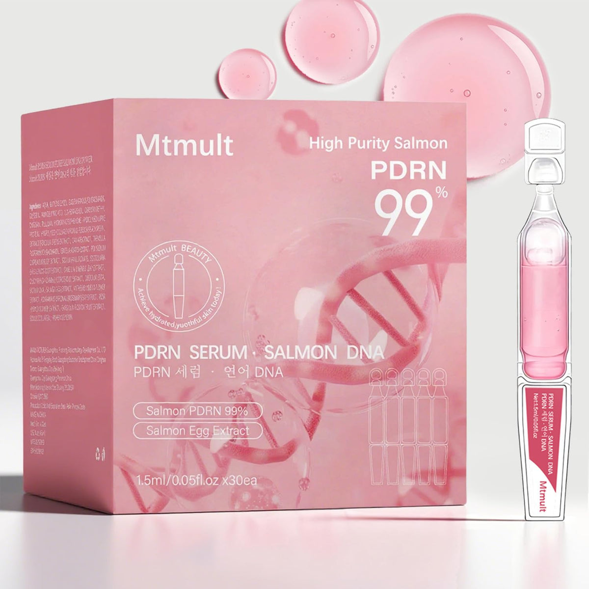 Mtmult PDRN Serum, Salmon DNA Serum - Korean Skin Care Anti-Aging Ampoule with 99% Salmon DNA PDRN