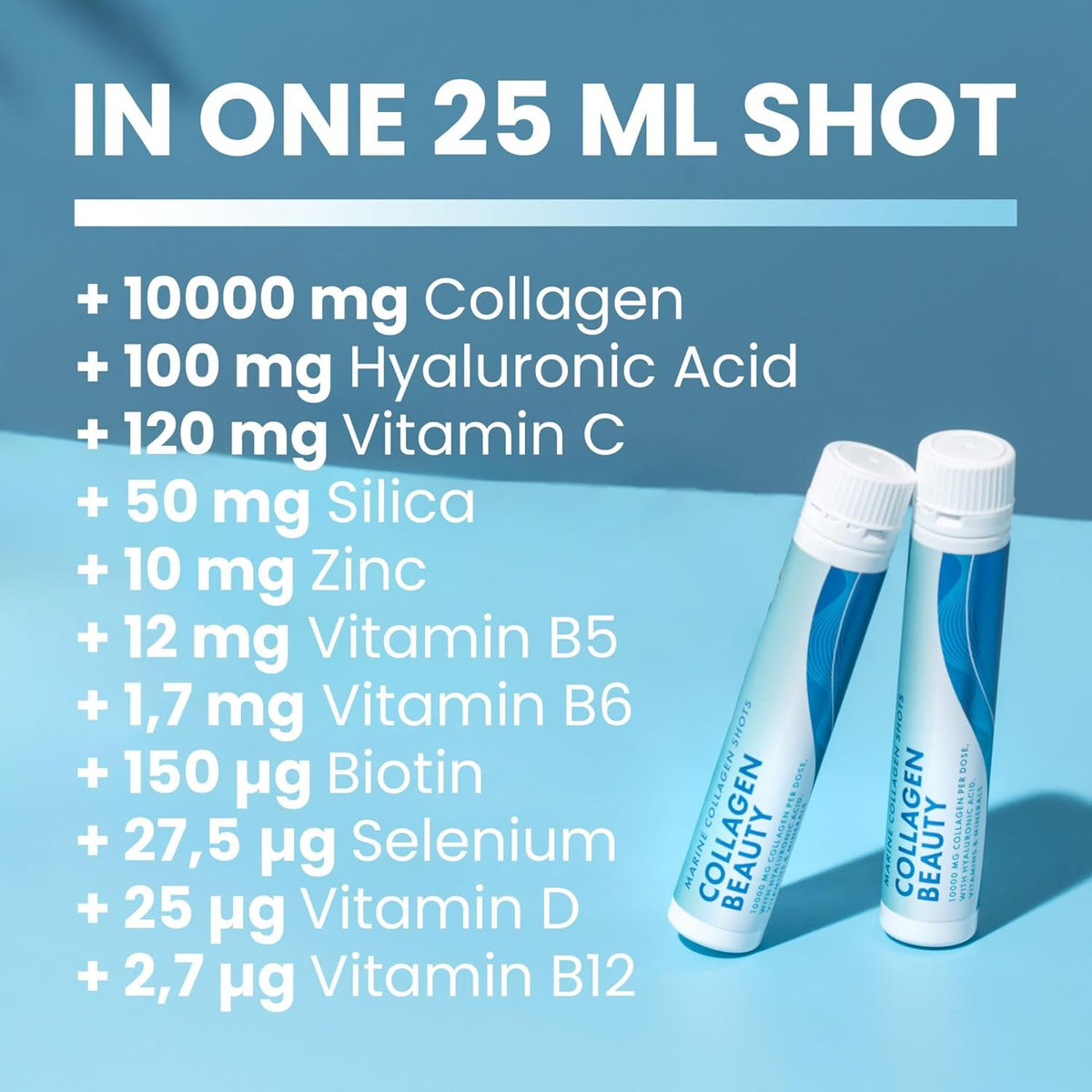 Swedish Nutra - Collagen Beauty | 10,000 mg Hydrolyzed Marine Collagen Liquid Supplement - 20 x 25