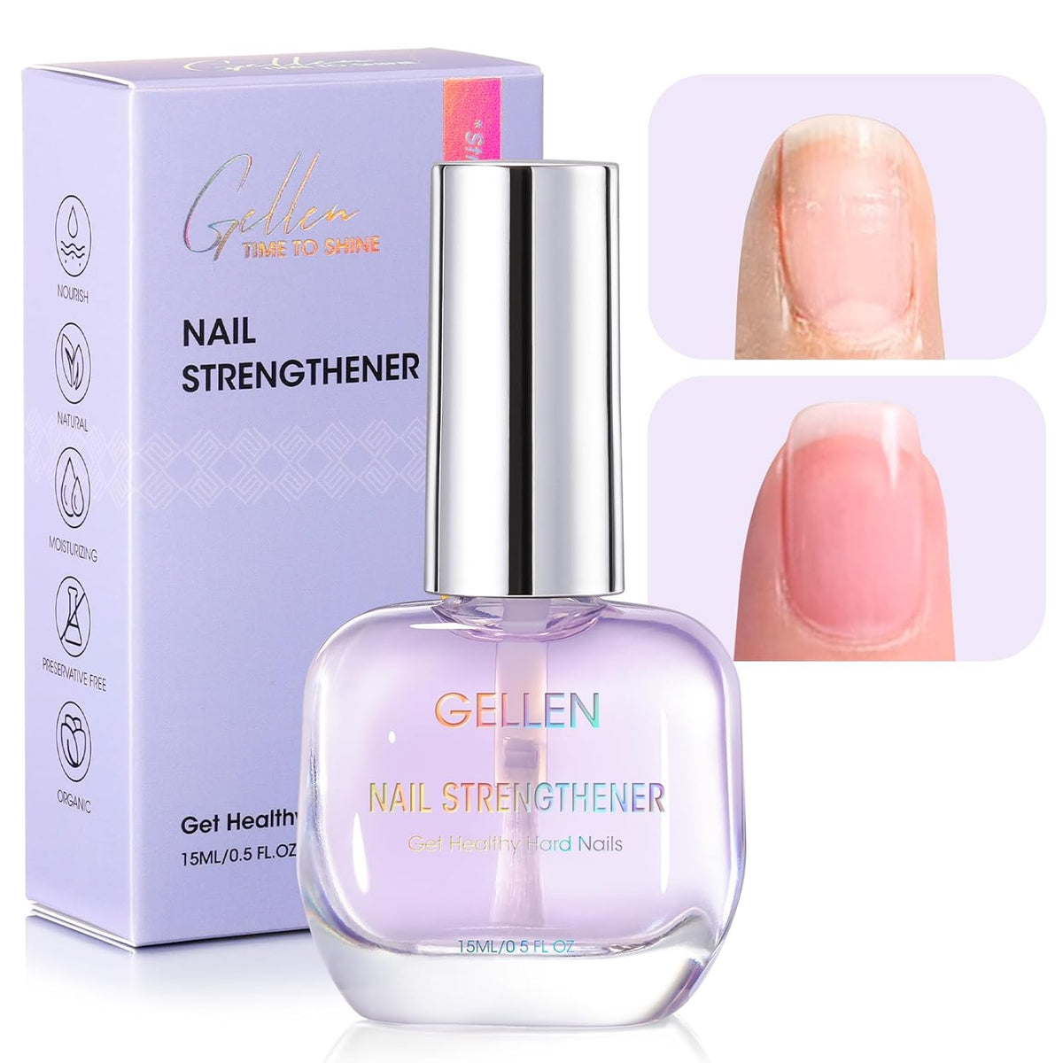 Gellen Nail Strengthener, 8-In-1 Nail Repair Growth Protein Treatment for Thin Weak Brittle Damaged