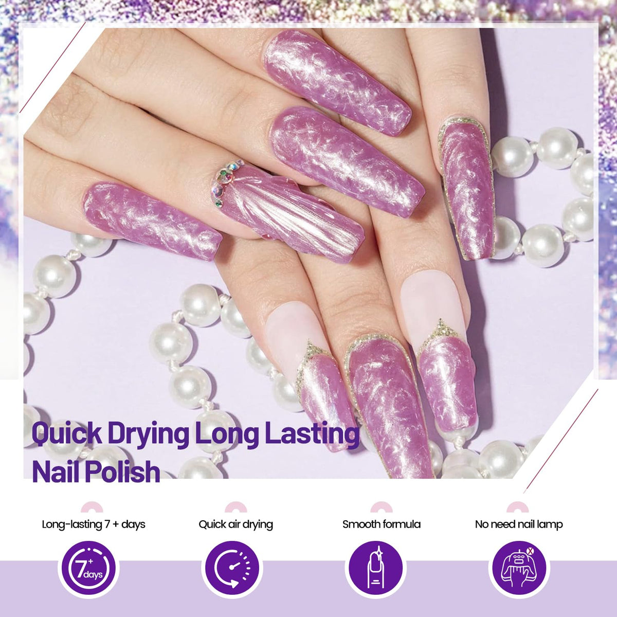 10ml 6 Colors Nail Polish Set Dark Green Pink Glitter Deep Blue Series Nail Polish Gifts for Women