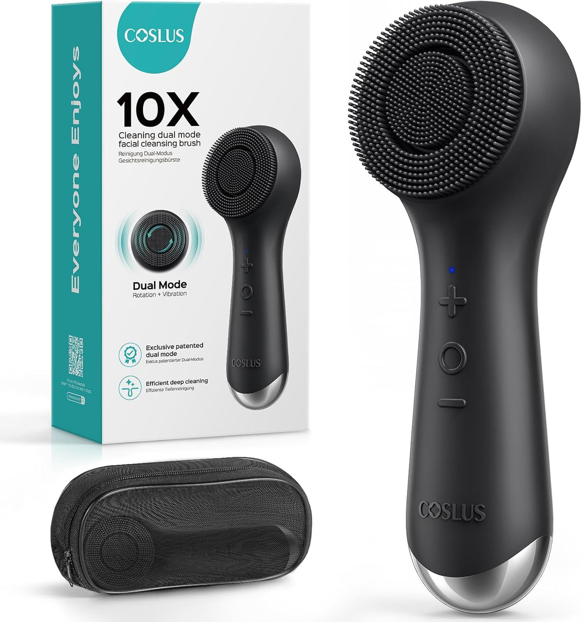 COSLUS Face Scrubber Facial Cleansing Brush: 2 in 1 Spin and Vibration Patented Tech, Silicone