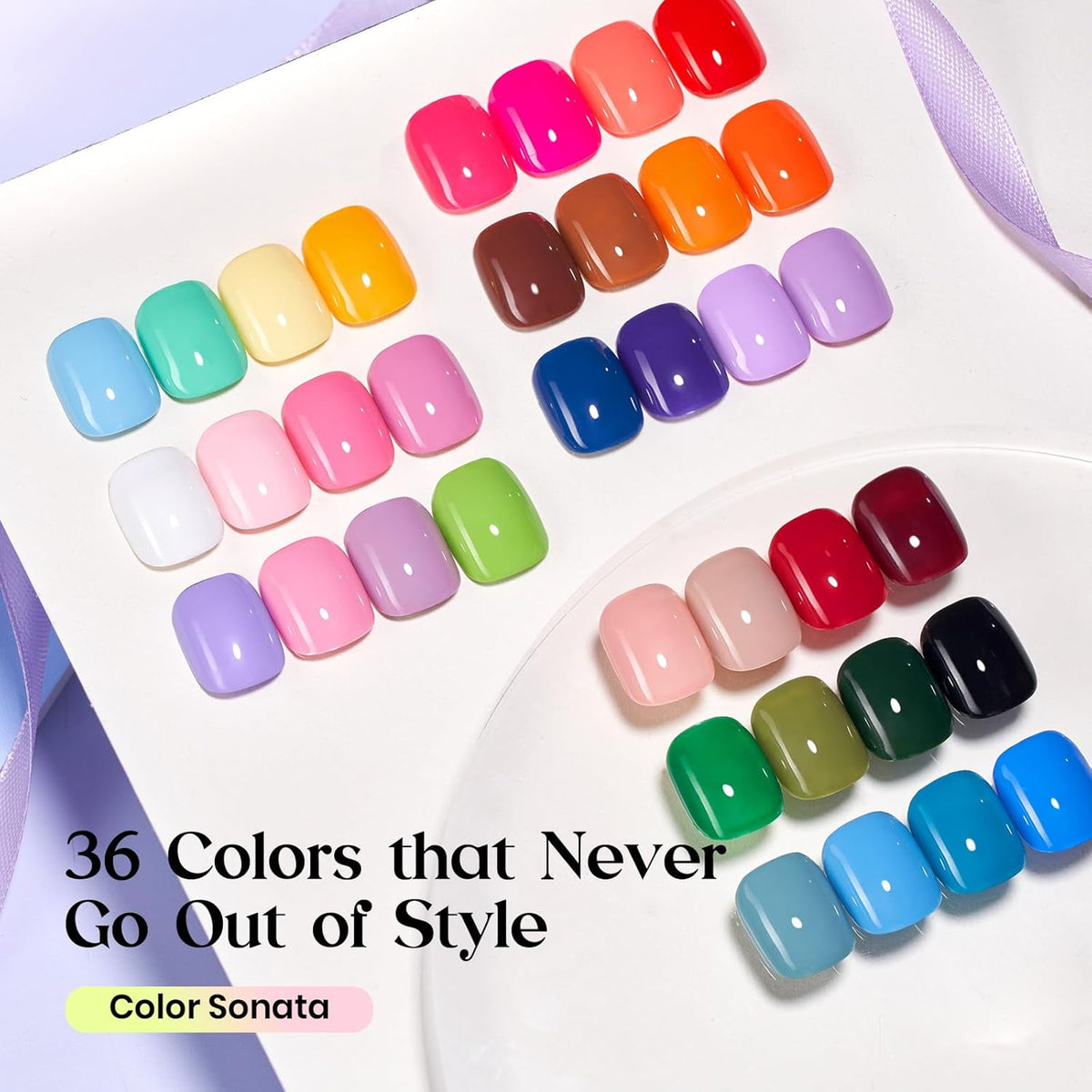 Beetles Gel Nail Polish Set – 36 Color Fall Yellow Brown Pink Red Gel Polish Kit with Base Coat
