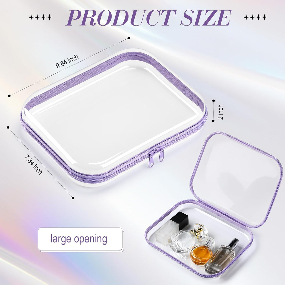 Hoolerry 4 Pcs Hard Clear Zipper Case Makeup Bags Plastic Pencil Pouch Transparent Storage Box