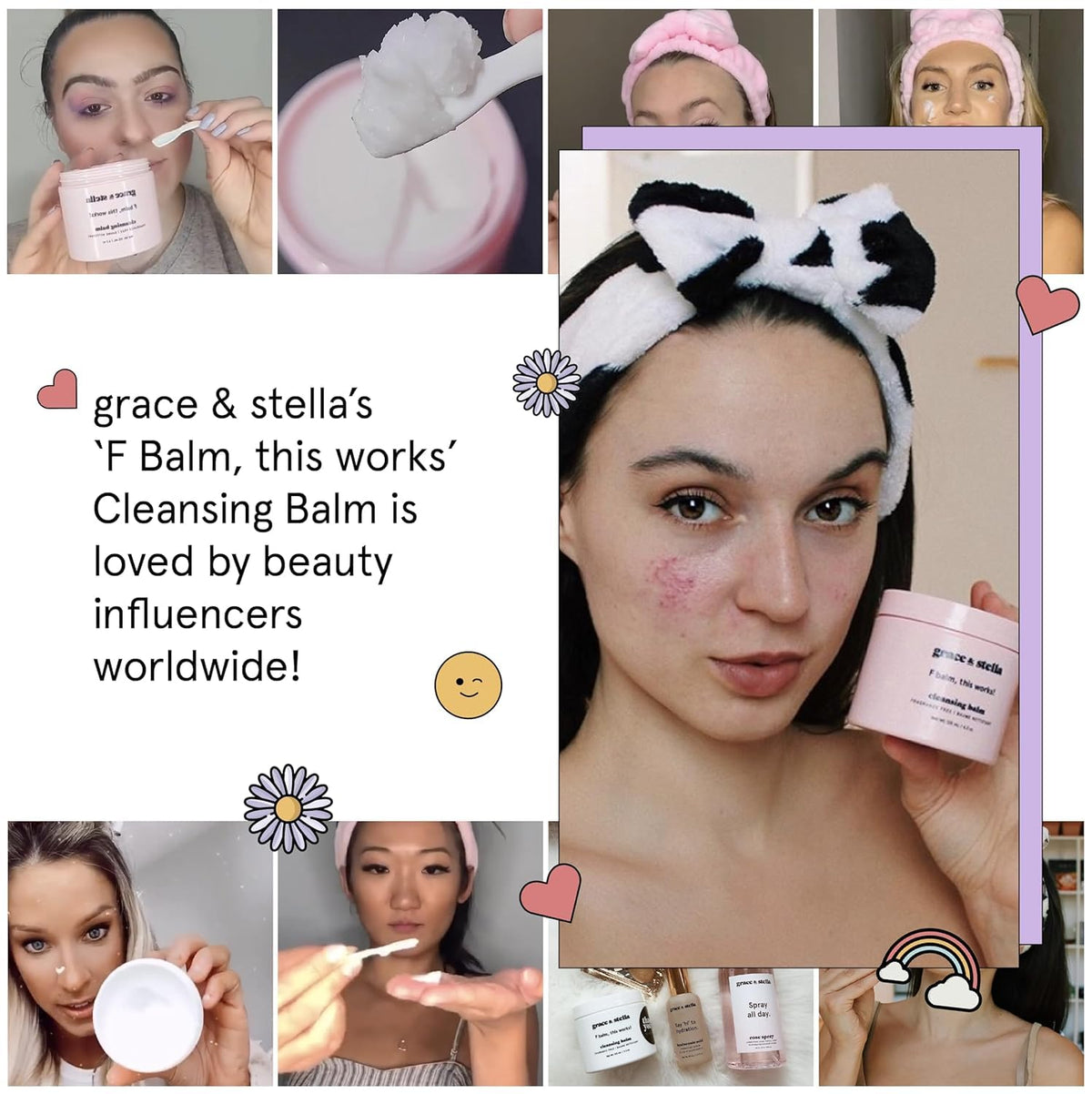 grace & stella Makeup Remover Cleansing Balm - Hydrating Facial Cleanser with Vitamin E for Soft