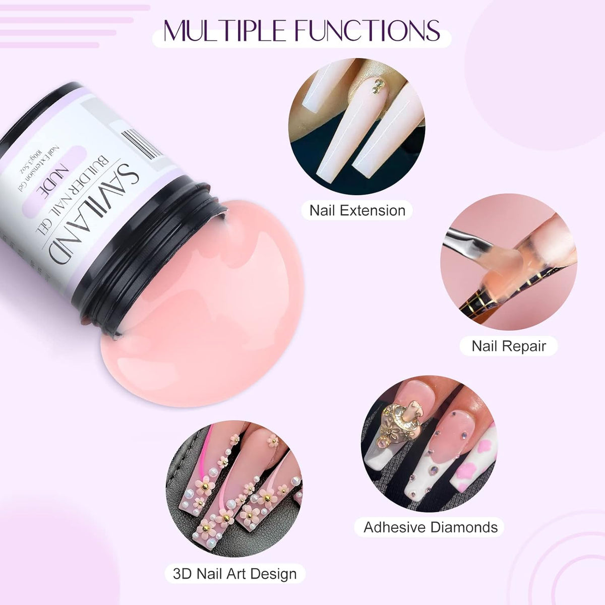 SAVILAND 100 g Builder Nail Gel U V - 3.5 oz Nude Color Hard Gel for Nails High-Capacity for Nail