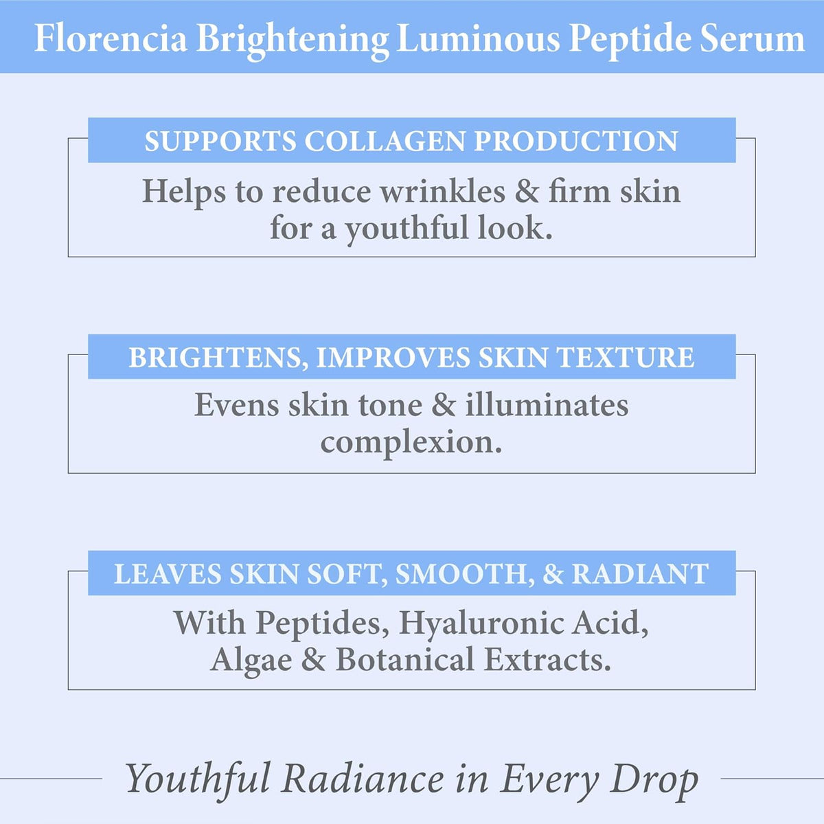 Florencia Brightening Luminous Peptide Serum - Age-Defying Face Serum with Peptides, Sodium