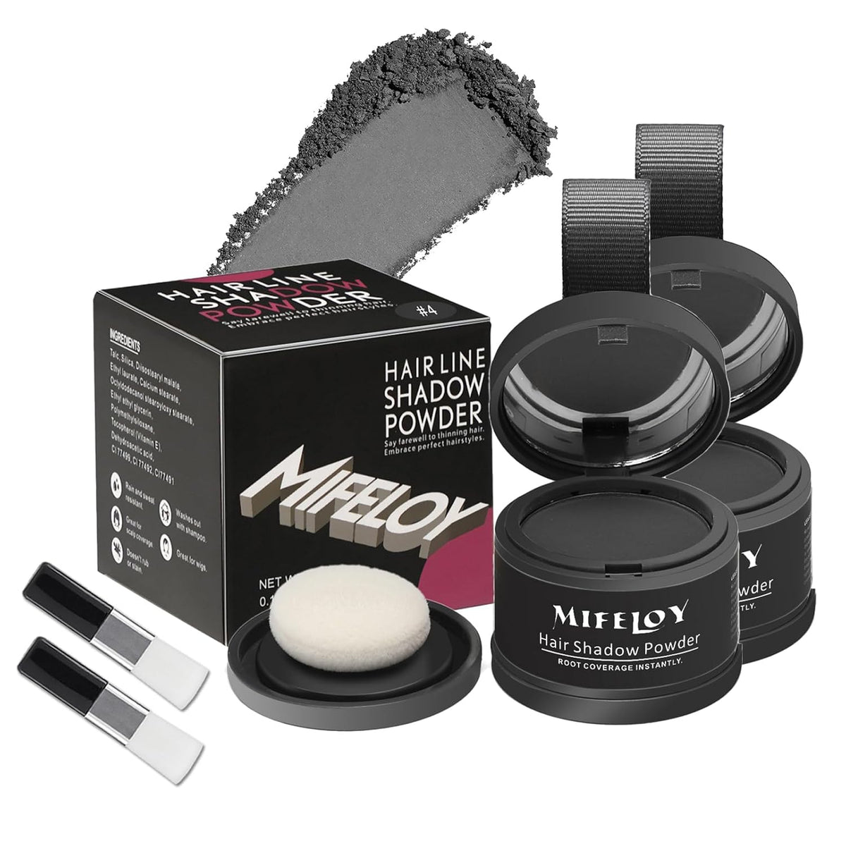 2 Pack Root Cover Up and Touch Up Powder - Conceals Grays, Thinning Hair, Hairline, Beard Line