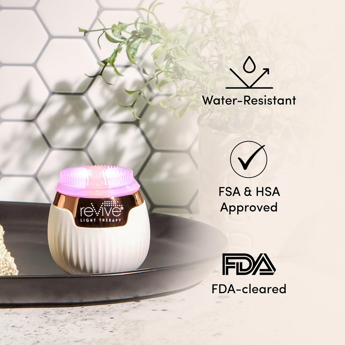 Revive Light Therapy Lux Collection Soniqué Mini, Rechargeable Sonic Face Cleanser Brush with