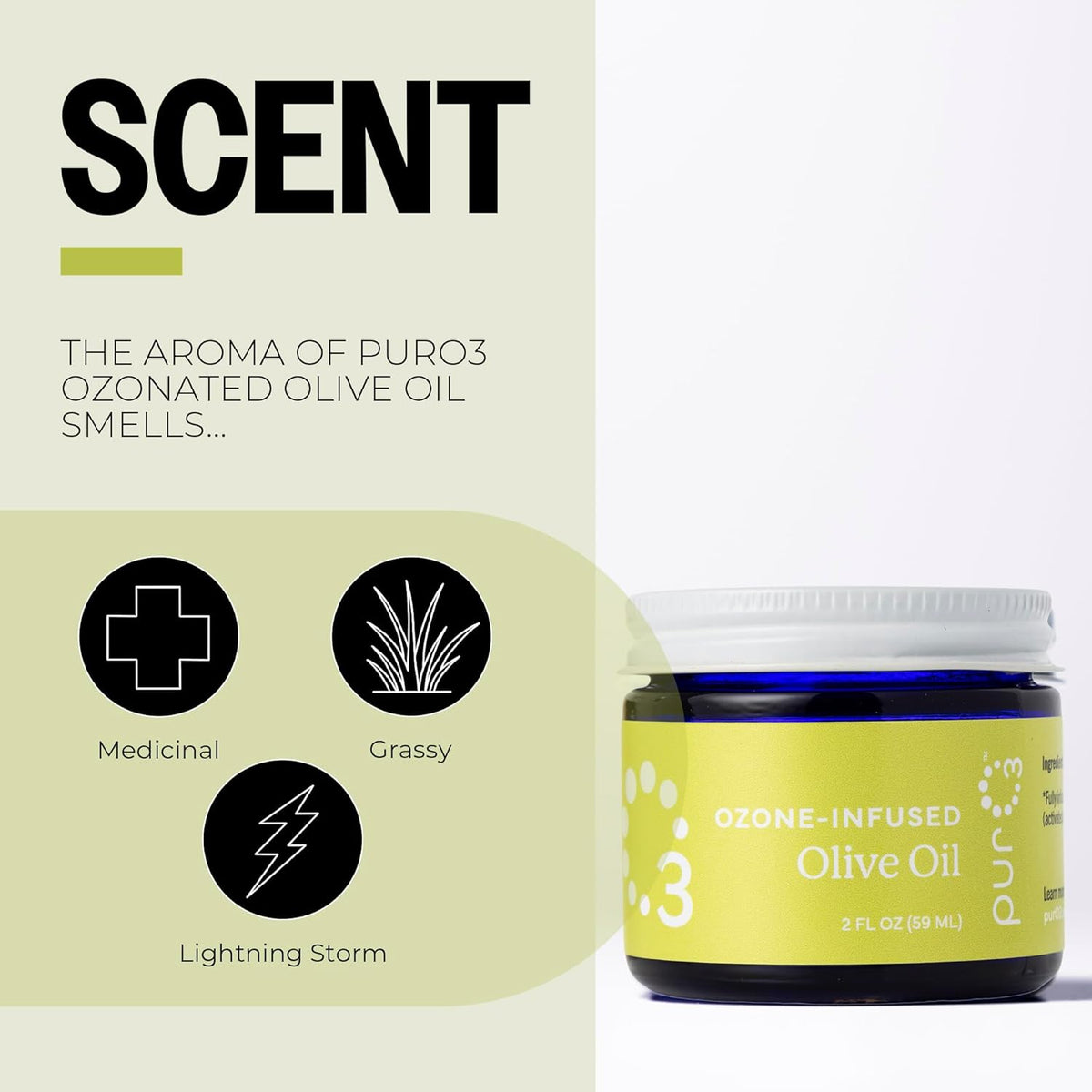 PurO3 Ozonated Olive Oil – Pure, Natural, Organic Skincare for Face & Body – Oxygenated Healing