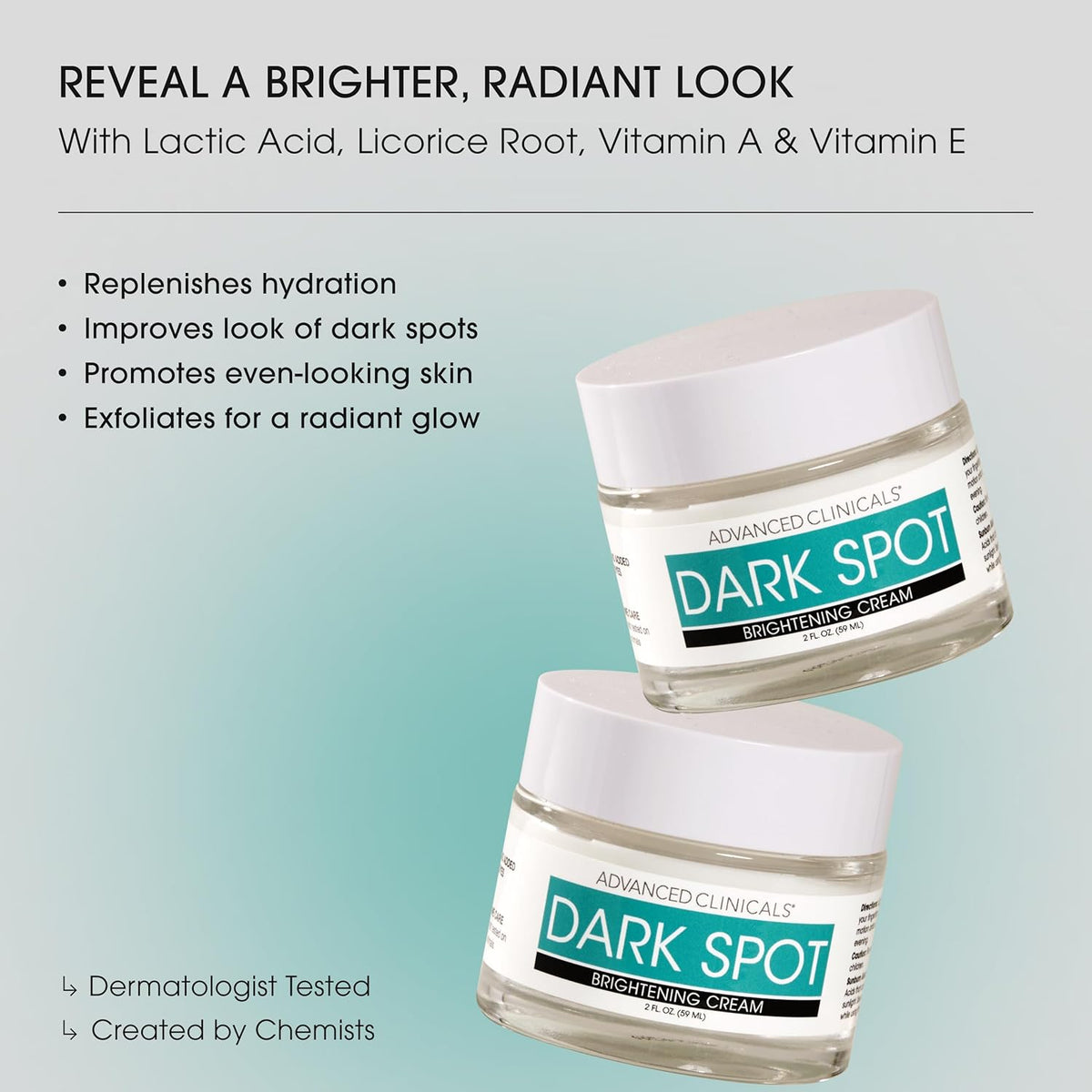 Advanced Clinicals Dark Spot Face Moisturizer | Lactic Acid Lotion For Face With Caffeine, Cocoa