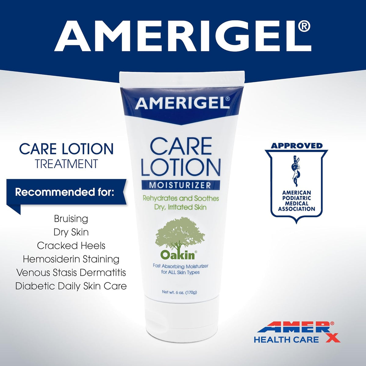 AMERIGEL Care Lotion – Hypoallergenic Moisturizer - Diabetic Skin Care - Rehydrates and Soothes