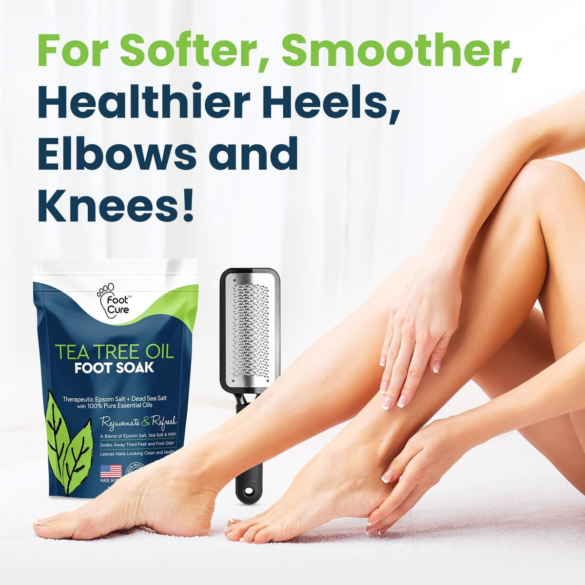 FOOT CURE Exfoliator & Callus Remover Pedicure Set – Care Kit Includes File for Dead Skin, Tea Tree