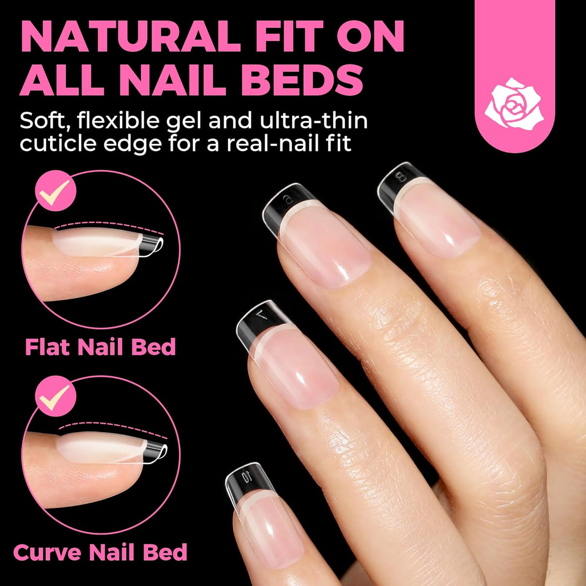 UNA GELLA Nail Tips Square: 504PCS Short Square Nail Tips Pre Etched Gel Fake Nails Tips, No C