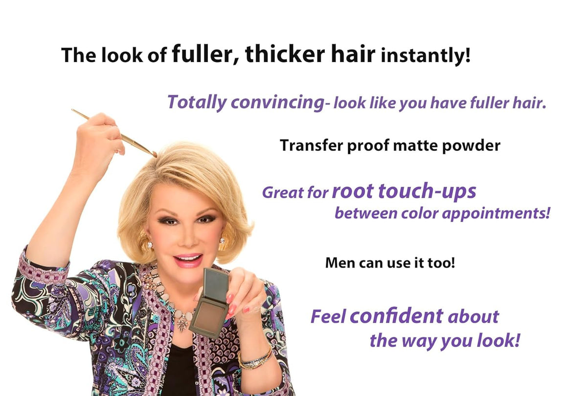 Joan Rivers Great Hair Day Root Touch Up Powder – Fill-in Powder for Thicker, Fuller Looking Hair