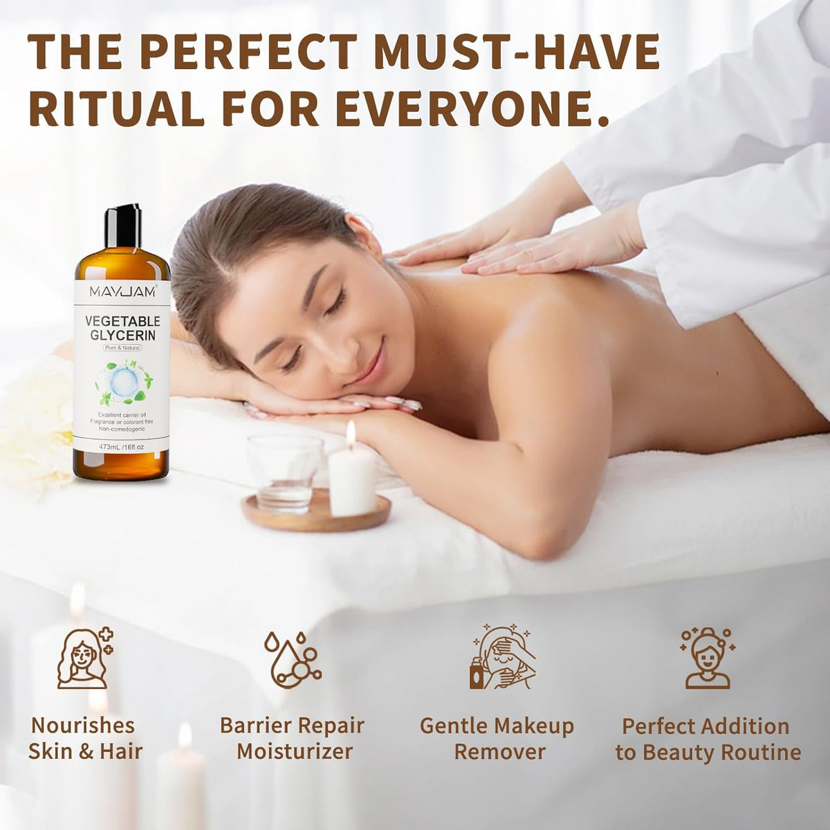100% Natural & Pure Vegetable Glycerine, 16 fl. oz. Vegetable Glycerin Liquid Body Oil for Skin