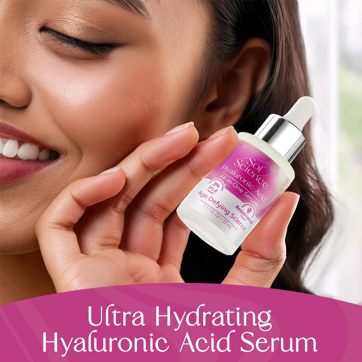 All In One Hyaluronic Acid Face Serum – Ultra Hydrating Anti Aging Serum with Vitamin C, Marine