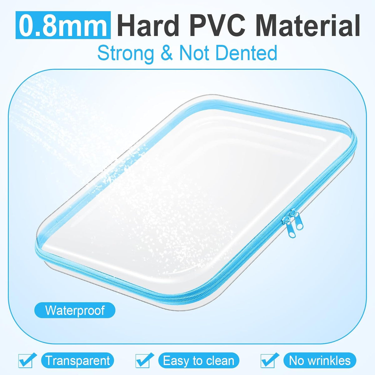 Sanwuta 6 Pcs Clear Hard Zipper Case Pencil Pouches Hard Plastic Zipper Pouches Makeup Bag