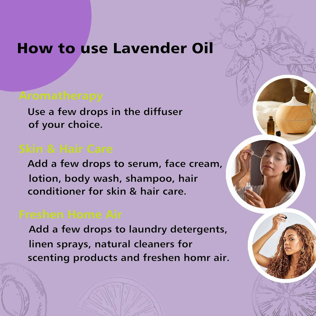 Lavender Essential Oil, Pure Lavender Oil for Skin, Hair, Diffuser, Spray, Body Wash, Lotion, Soap