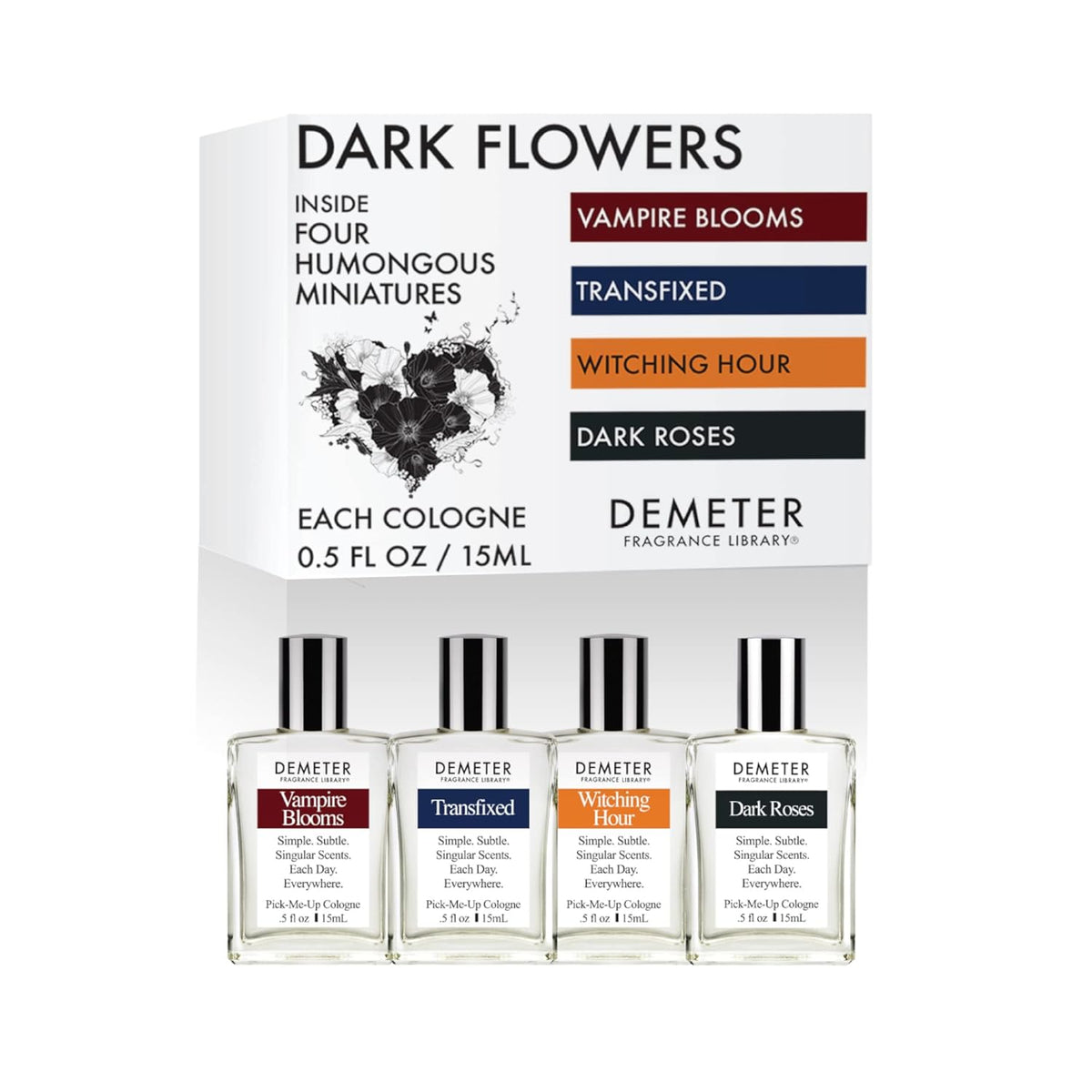DEMETER Fragrance's Dark Flowers Humongous Miniature Set of 4 - Witching Hour - Dark Roses