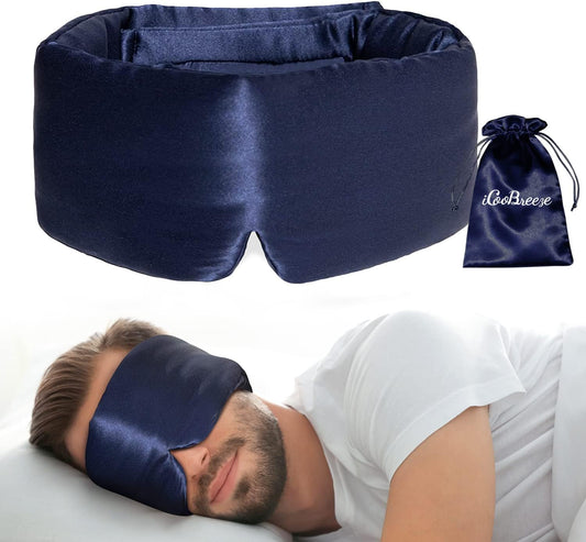 100% Natural Silk Eye Mask for Women Men, Soft Pressureless Cooling Blackout Eye Covers for