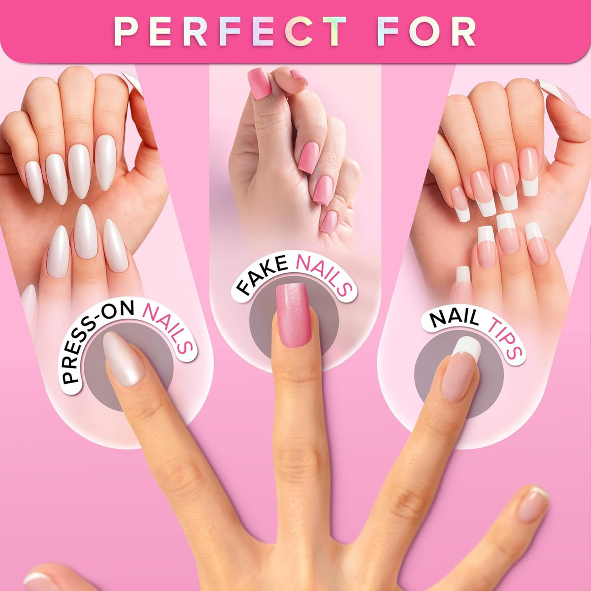 Super Strong Nail Glue for Press On Nails, Nail Tips & Acrylic Fake Nails (8ml) NYK1 NailBond Brush