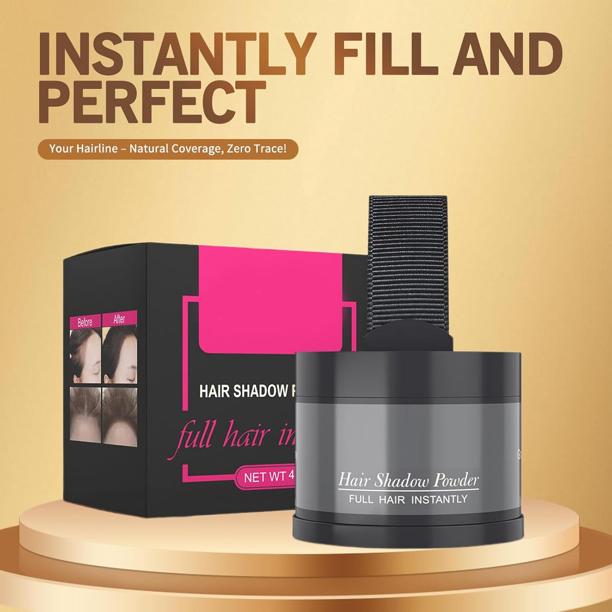 Hairline Gray Root Touch-Up Powder - Instantly Color Shadow Cover, Thin Hair Concealer, Hair Root