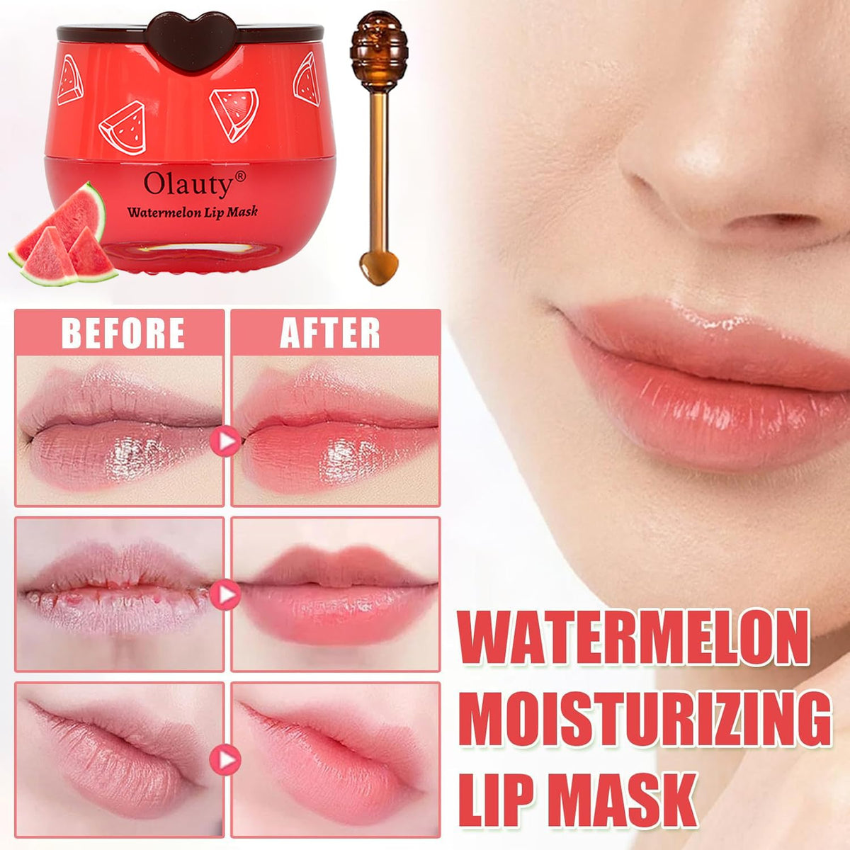 4 PCS Bee Lip Balm Lip Mask Honey Pot,Strawberry&Honey&Watermelon&Apple Lime Lip Sleeping