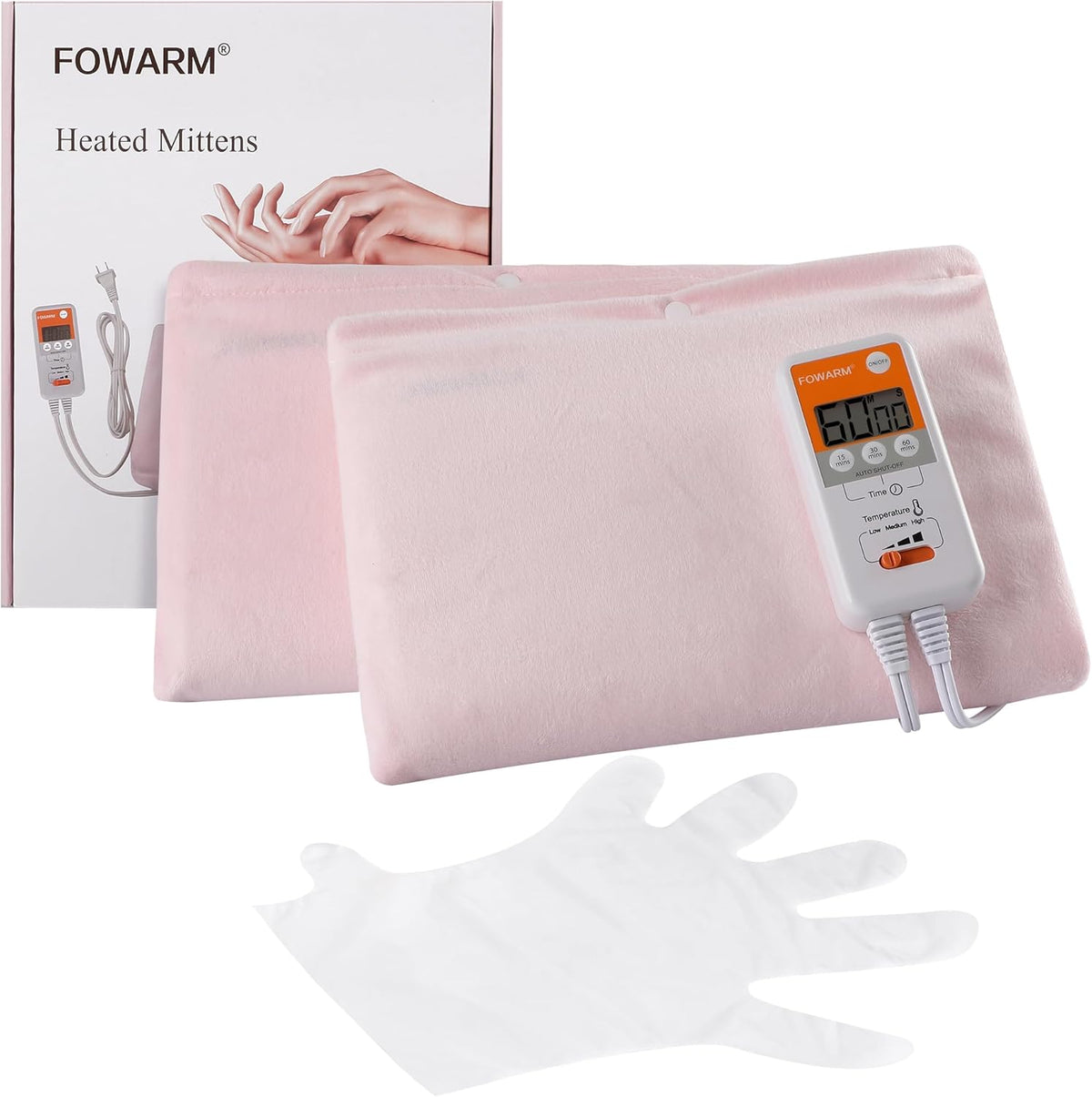Electric Hand Warmer, Heated Beauty Mitts, 3-Temp Levels & Timer, Digital Display, 7x10 Heated