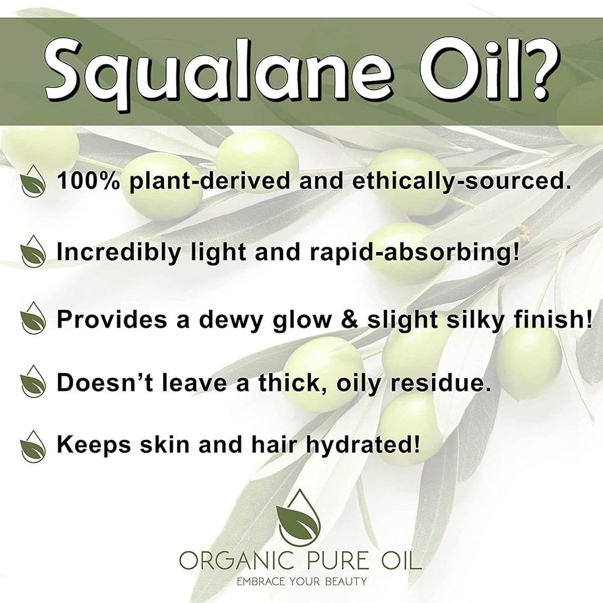 Squalane Oil - 8 oz - Pure, Natural, Plant-Derived, Non GMO, Refined, Squalene Alternative from