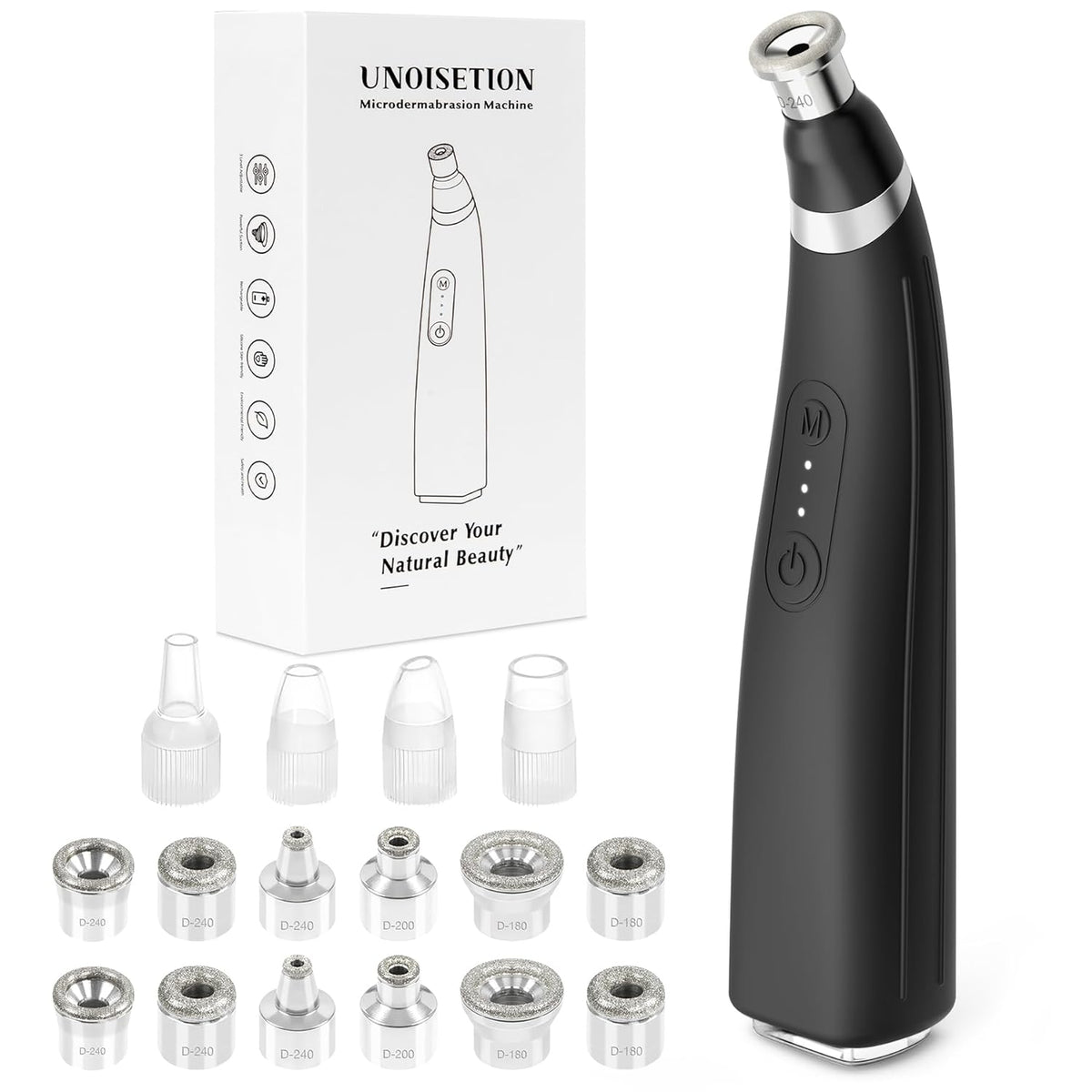 Diamond Microdermabrasion Machine, UNOISETION Rechargeable Micro Dermabrasion Facial Tool with 12
