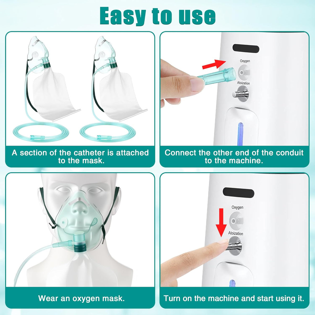 Geiserailie 2PCS XL Non Rebreather Oxygen Mask with Reservoir Bag, Non Rebreathing Oxygen Mask with