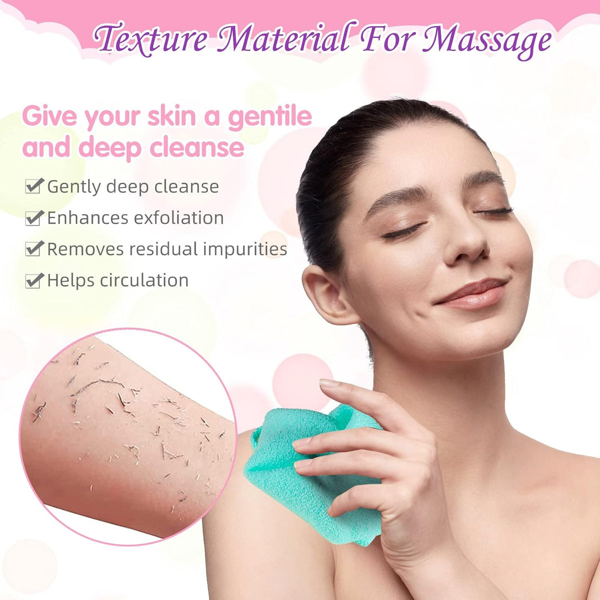 Moukeren Exfoliating Back Scrubber with Handles 4 Pack Nylon Back Exfoliator Extended Length