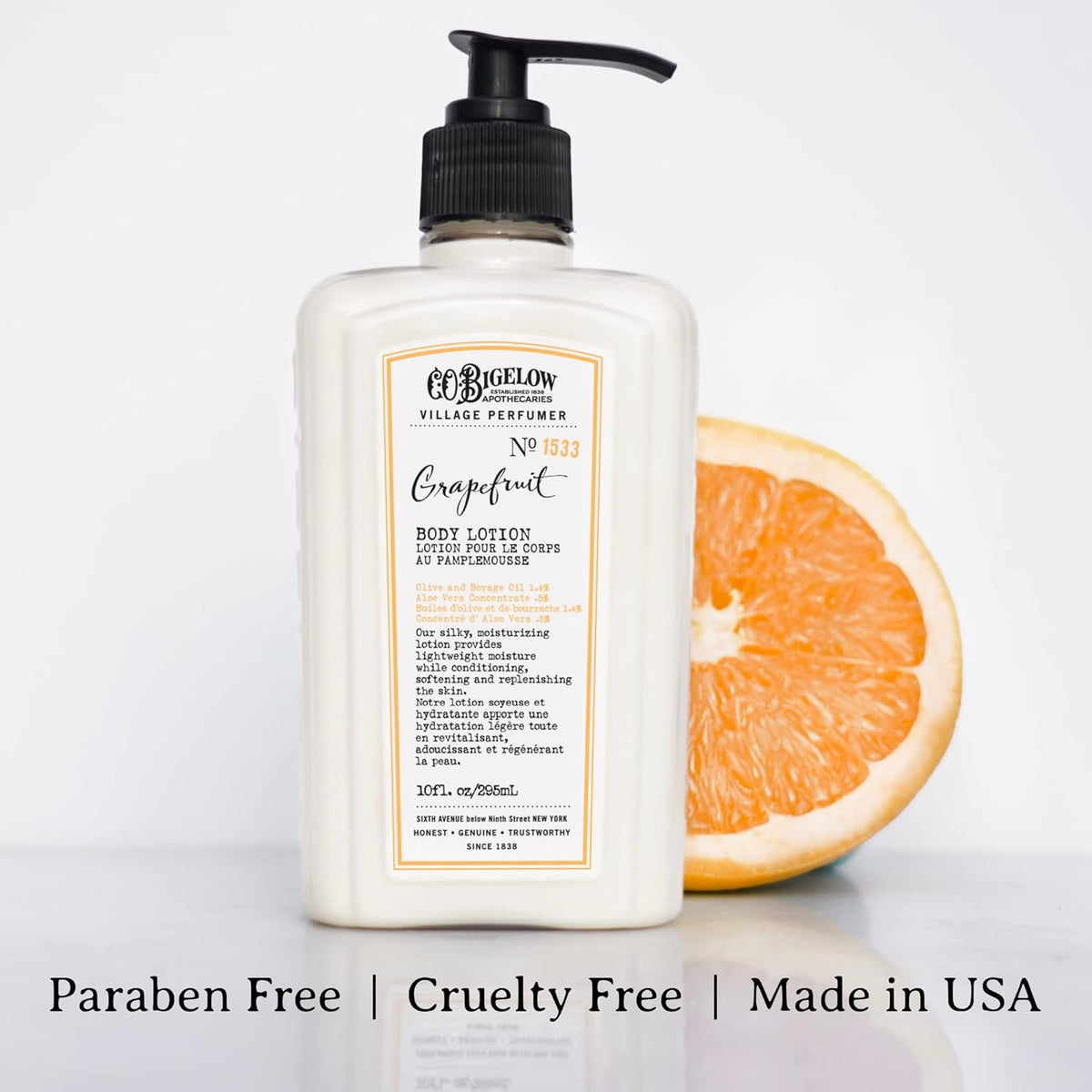 C.O. Bigelow Grapefruit Body Lotion, Village Perfumer Moisturizing Body Lotion with Aloe Vera