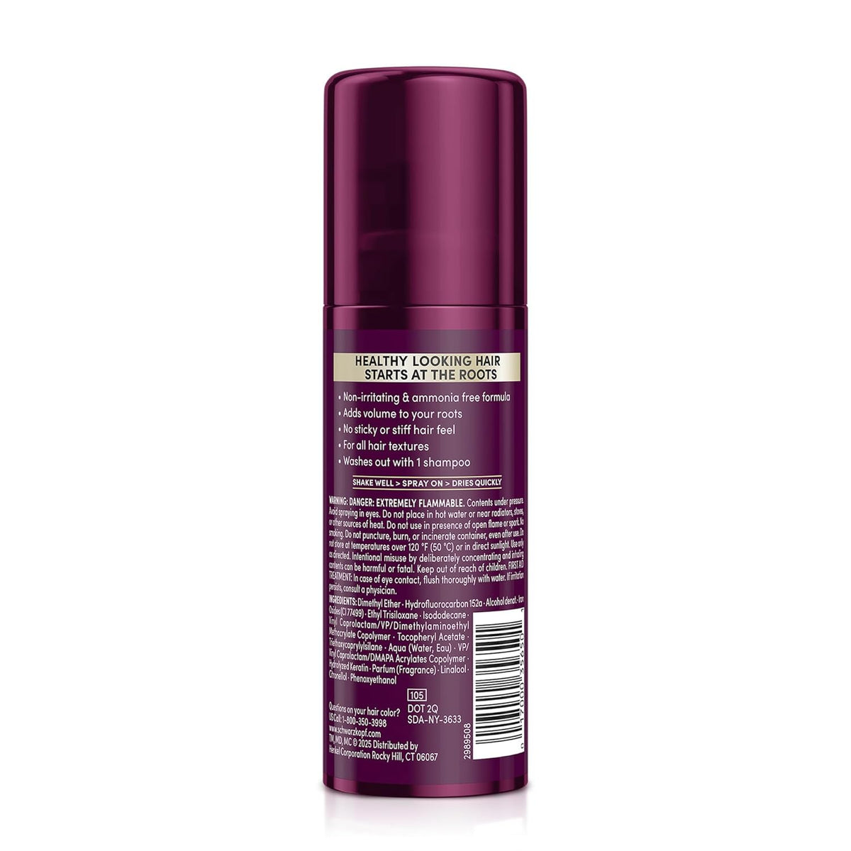 Schwarzkopf Keratin Color Root Temporary Hair Color Spray, Black - Salon Inspired Temporary Hair