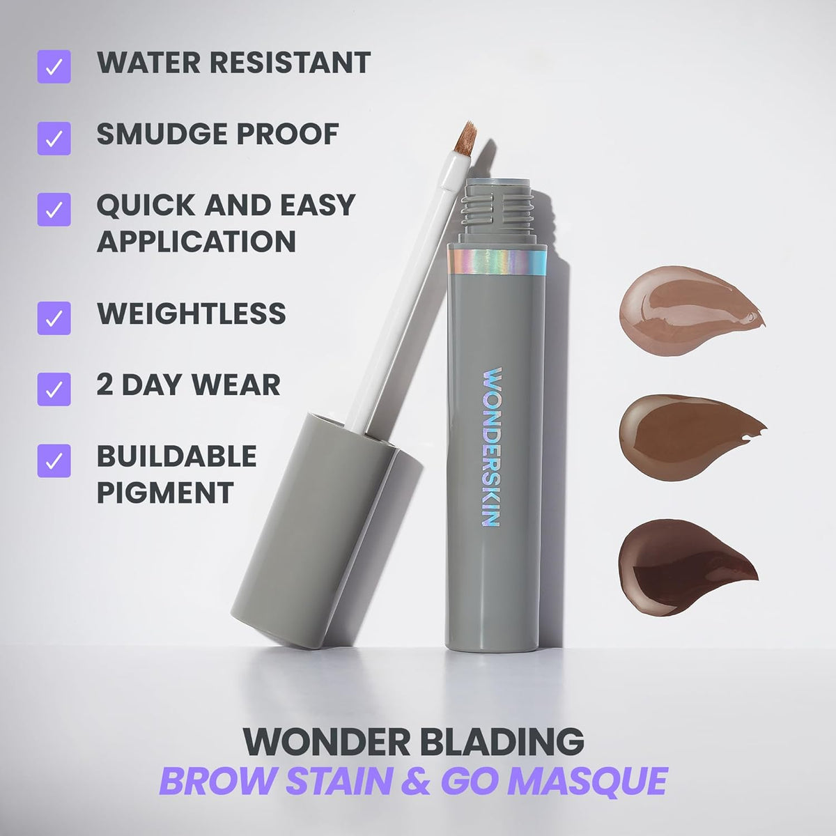 Wonderskin Wonder Blading Brow Stain & Go Masque - Long Lasting Eye Brow Tint, Transfer Proof and