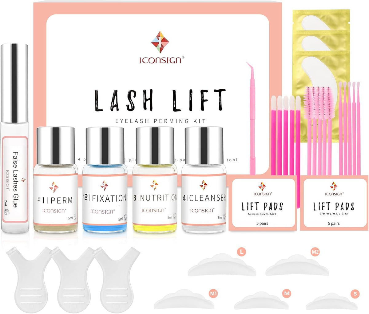 Lash Lift Kit, Eyelash Perm Kit, Professional Eyelash Curling Lash Extension Set, Glue Upgraded