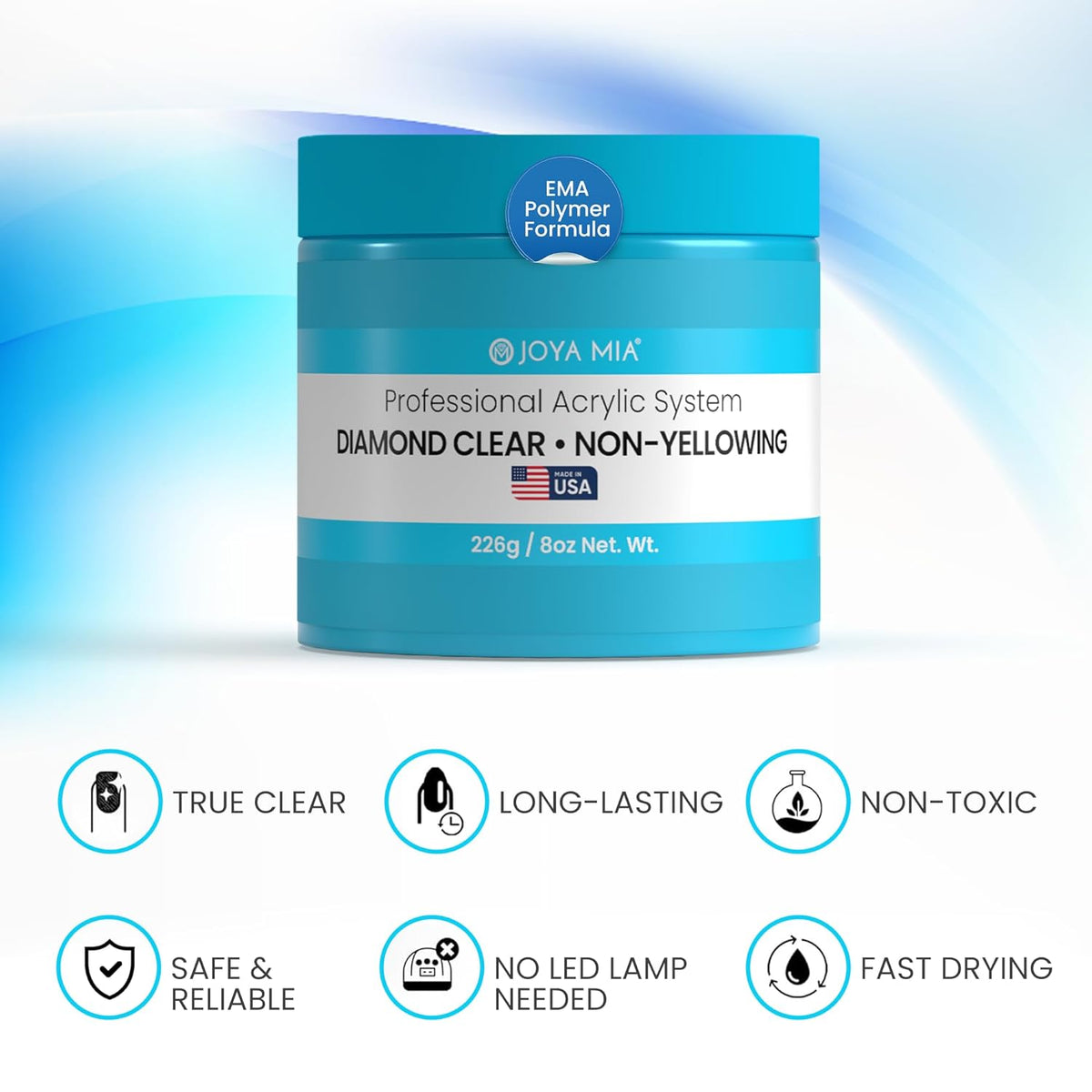 Joya Mia Acrylic Powder for Nails, MMA-Free, Super Adhesion Professional Powder for Flawless &