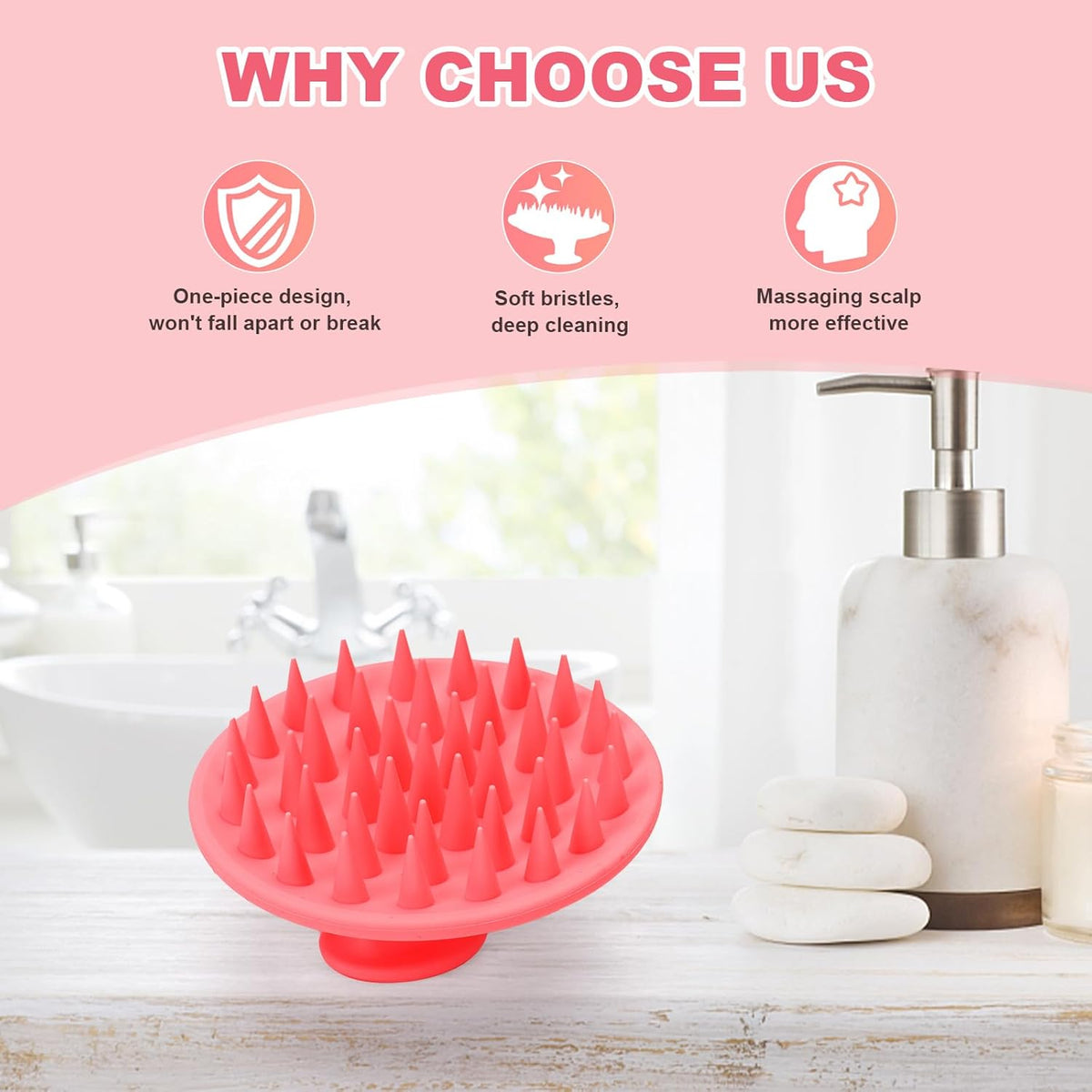 Silicone Scalp Massager Shampoo Brush, Scalp Brush for Hair Growth & Dandruff Removal, Hair